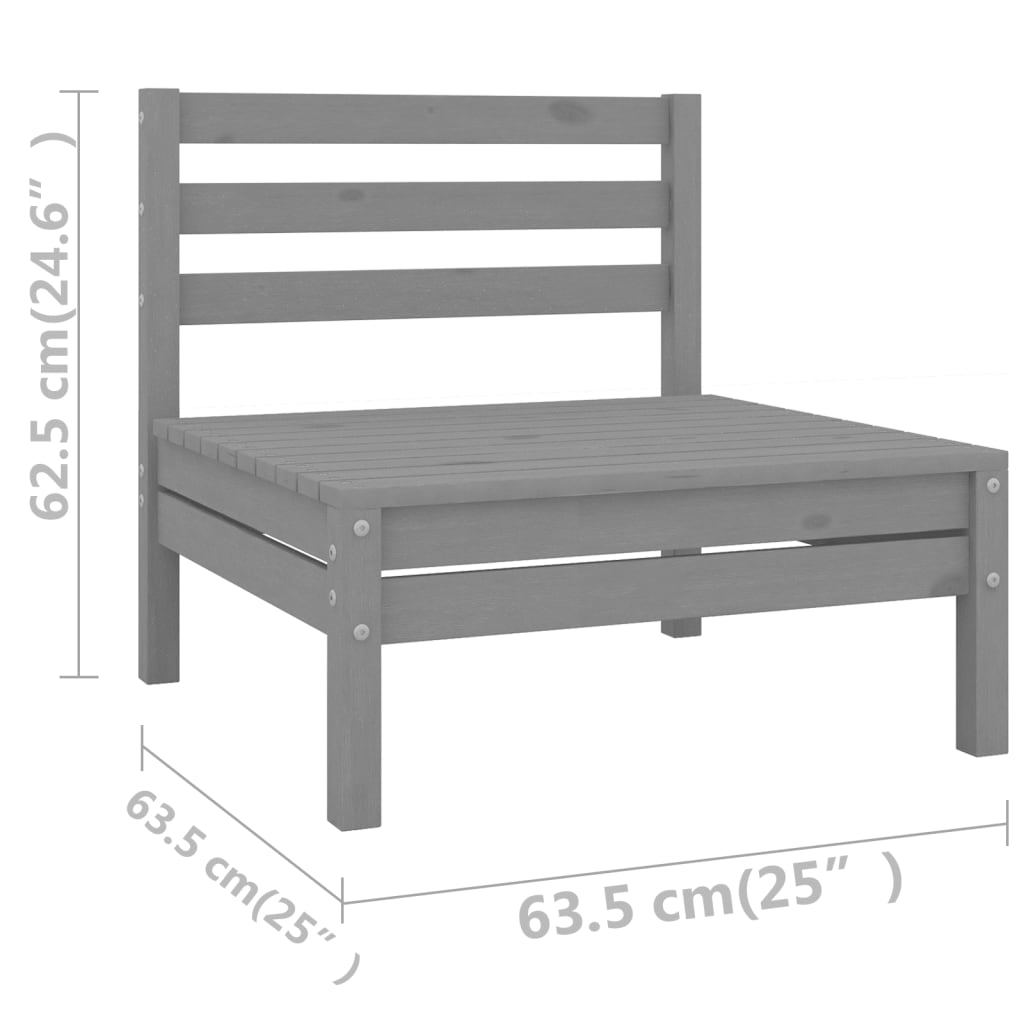 7-tlg. Garten-Lounge-Set Grau Kiefer Massivholz